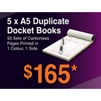 5 x A5 Duplicate Docket Books