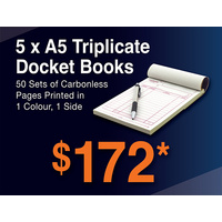 5 x A5 Triplicate Docket Books