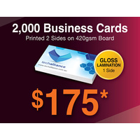 2,000 x Business Cards - 420gsm - Gloss Lamination 1 side