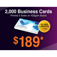 2,000 x Business Cards - 420gsm - Gloss Lamination 2 sides