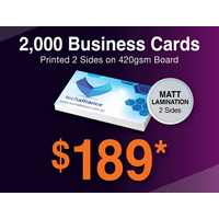 2,000 x Business Cards - 420gsm - Matt Lamination 2 sides